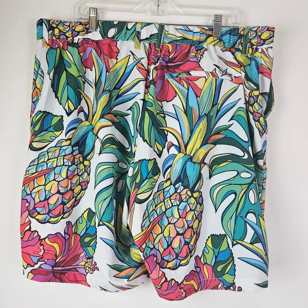 Robert Graham Mens 40 Tropical Pineapple Monstera Print Swim Trunks Classic Fit